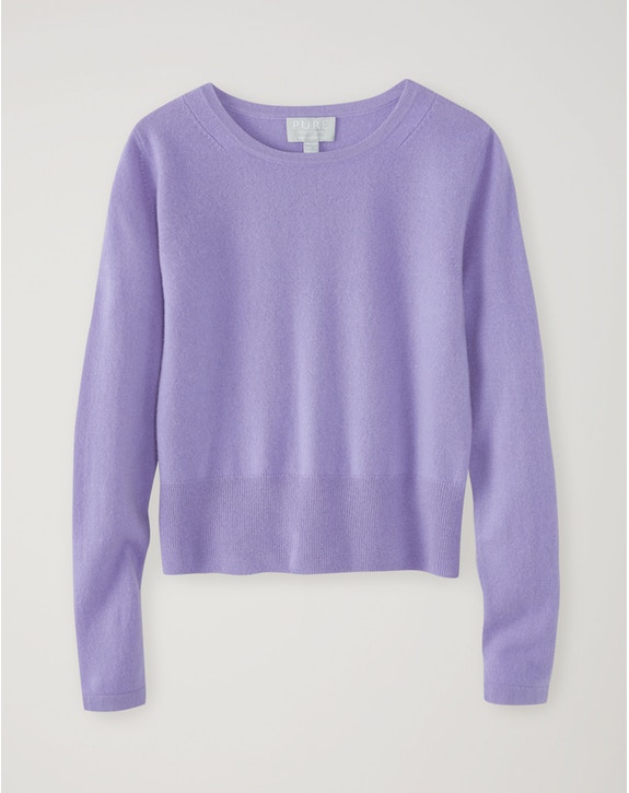 Pure Collection Cashmere Cropped Sweater Soft Lilac