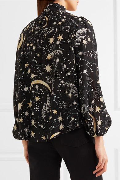 Rixo London Silk Star Print Blouse back view
