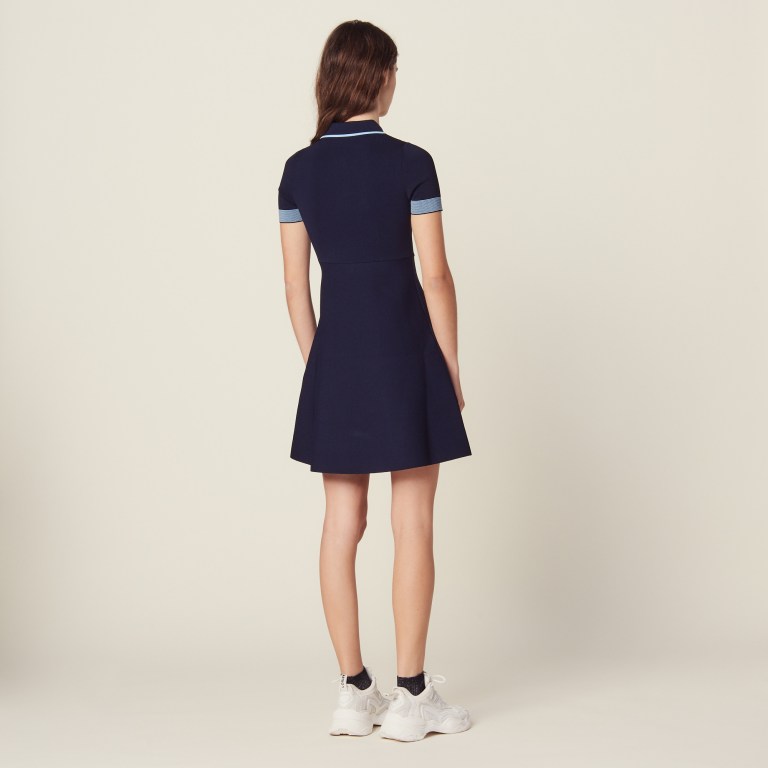 Sandro Navy Polo Dress back view