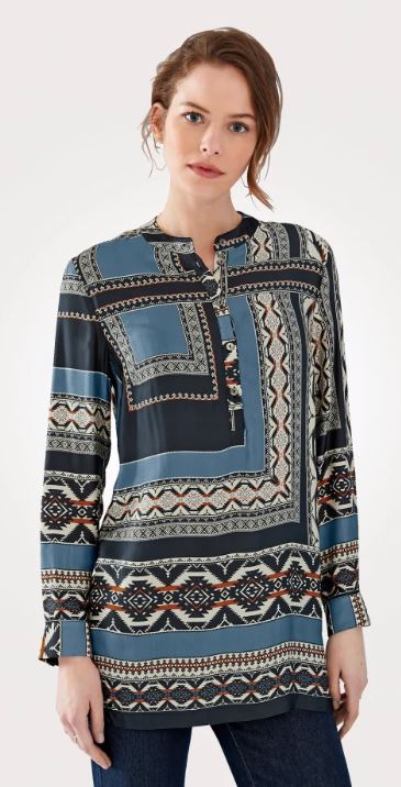 Artigiano tunic in on-trend pattern mix