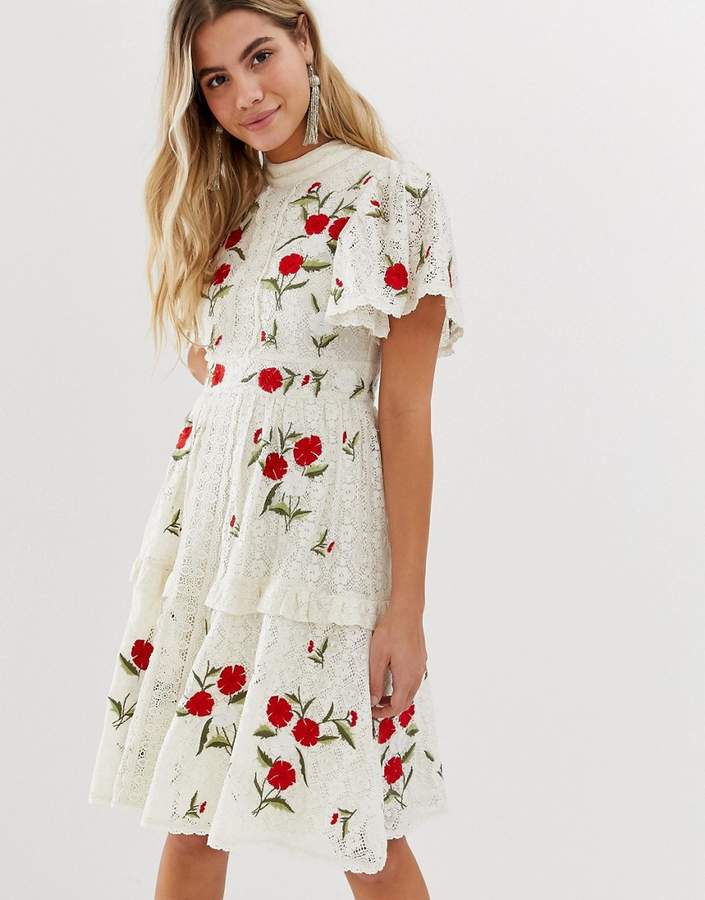 Frock And Frill prairie embroidered midi dress