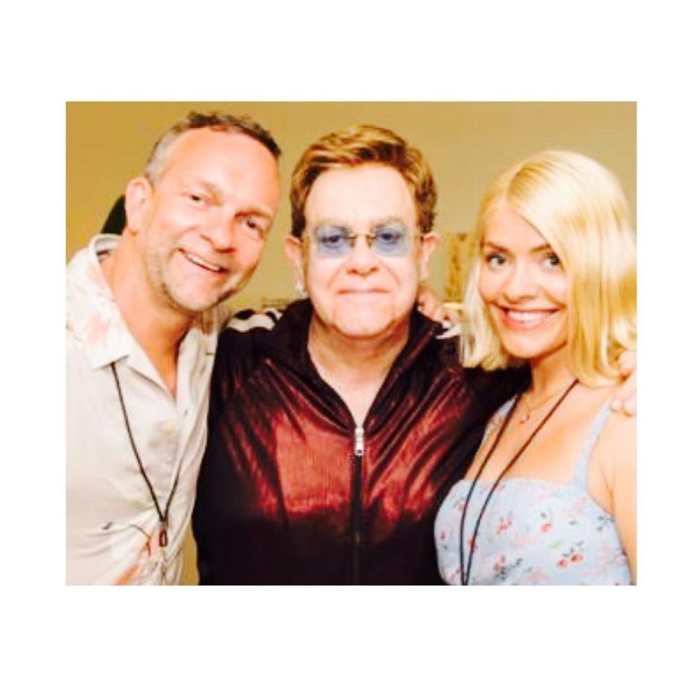 how to find holly Willoughby blue floral strappy cami dress Lucca Festival with Elton John July 2019 photo Ben Gibson