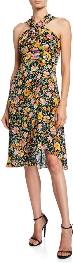 Kobi Halperin Steph Floral Silk Halter Dress