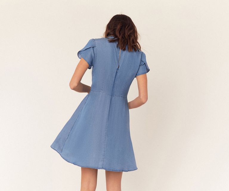 Oasis Denim Skater Dress back view