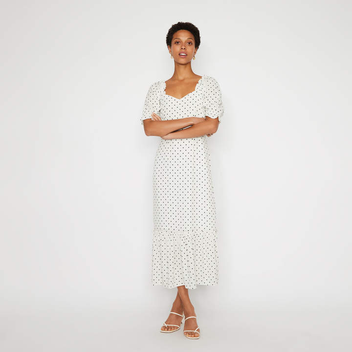 Warehouse POLKA DOT MIDI PRAIRIE DRESS