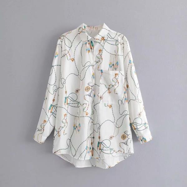 white rope print blouse