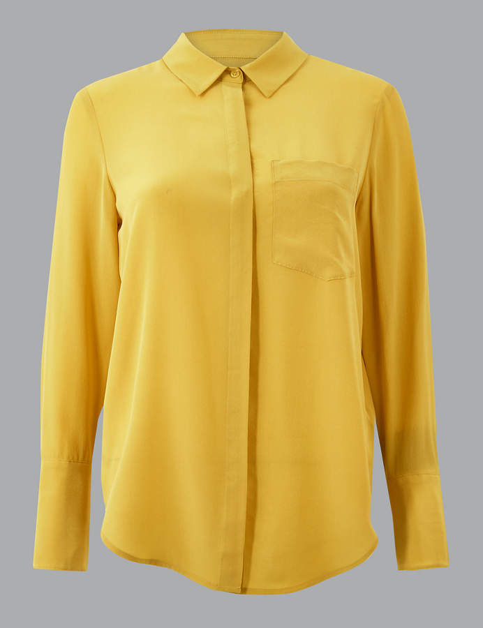 Autograph Pure Silk Button Detailed Shirt v2