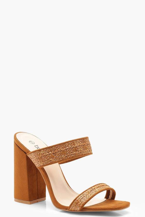 BooHoo Woven Double Strap Mules