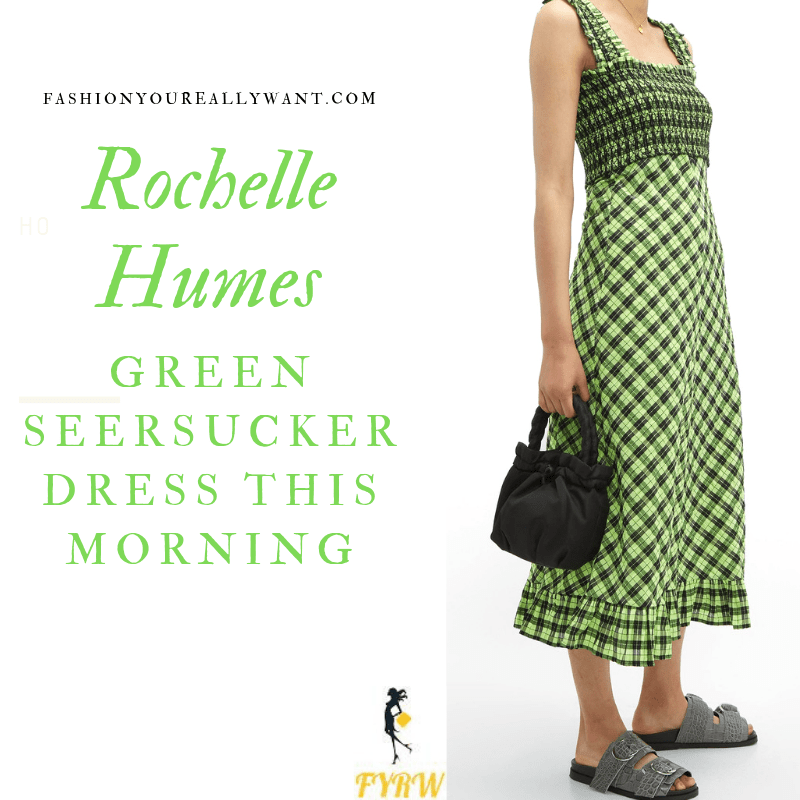 How to Find Rochelle Humes Green Seersucker Dress This Morning outfit today blog August 2019
