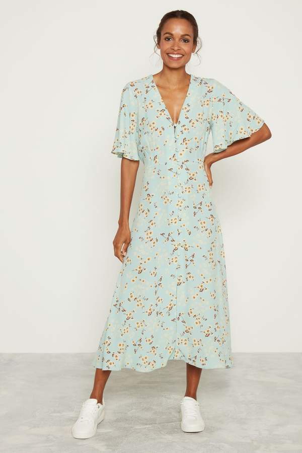 F&F Mint Daisy Print Midi Shirt Dress