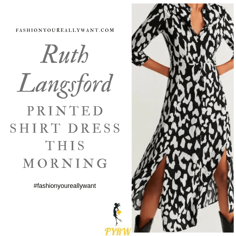 How to Find Ruth Langsford  black and beige printed shirt dress This Morning outfit today blog August 2019