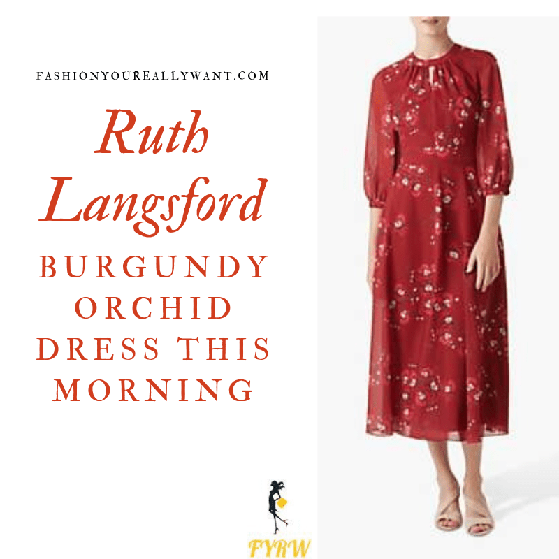 How to Find Ruth Langsford  This Morning outfit today blog dark red burgundy floral midi dress August 2019