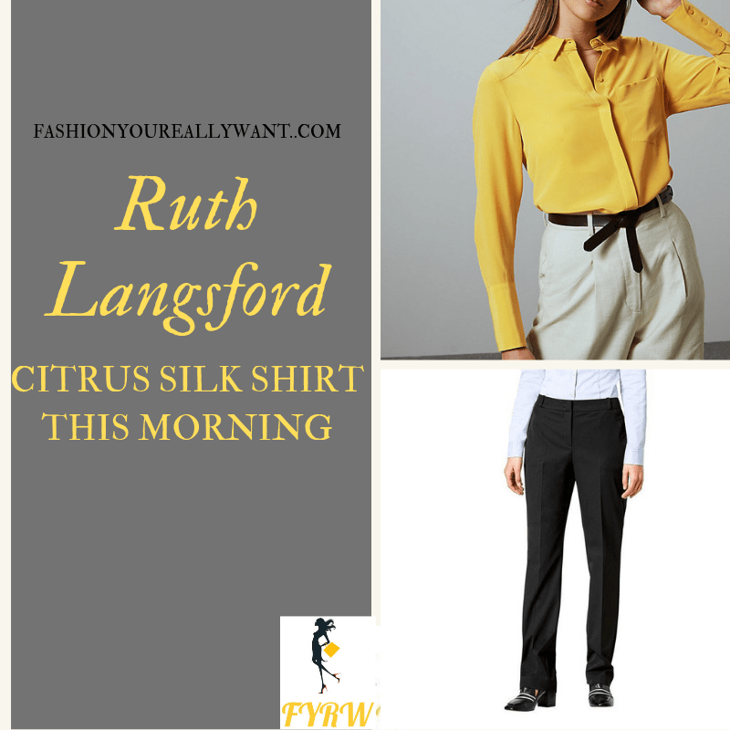 How to Find Ruth Langsford  This Morning citrus yellow shirt black trousers outfit today blog August 2019