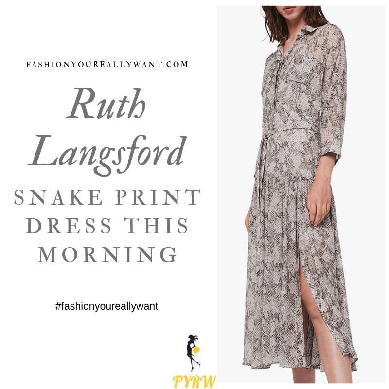 How to Find Ruth Langsford  This Morning outfit today Snake Print Shirt Dress blog August 2019