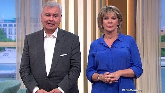 How to find Ruth Langsford This Morning outfit today blue cobalt shirt dress August 2019 photo ITV com