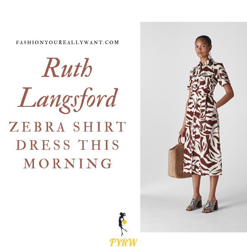 How to Find Ruth Langsford  This Morning white and brown zebra print shirt dress outfit today blog August 2019