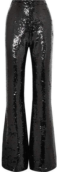 Safiyaa Sequined Silk Flared Pants