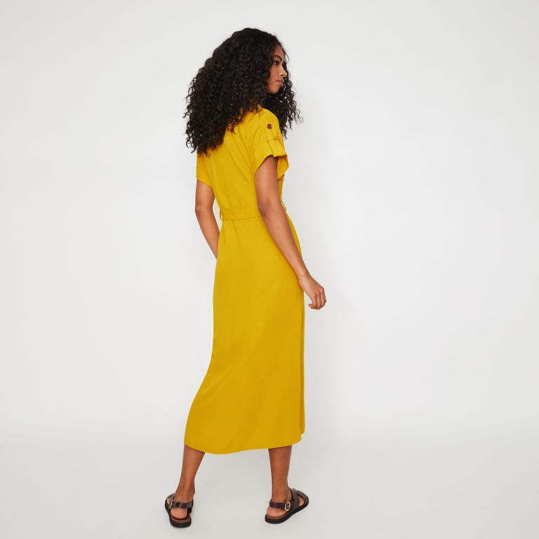 Warehouse UTILITY MIDI SHIRT DRESS back view