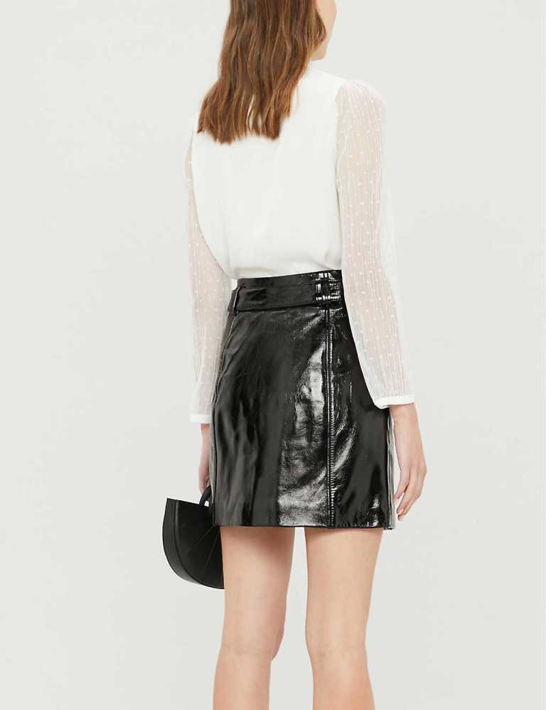 Claudie Pierlot Casino patent-leather mini skirt back view
