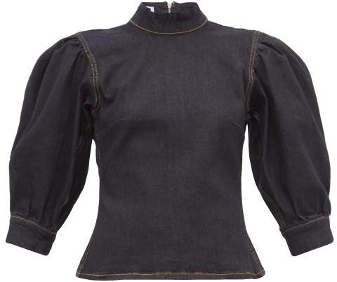 Ganni Puff Sleeve Denim Top