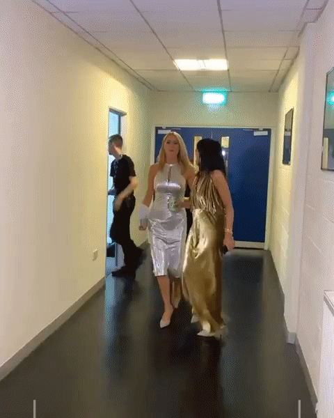 how to find Claudia Winkleman gold velvet maxi dress Strictly September 2019 Video Tess Daly.gif