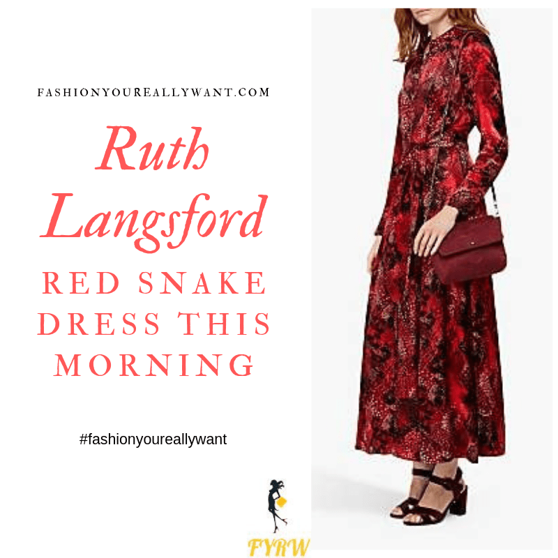 How to find Ruth Langsford This Morning outfit today Red Snake satin Dress September 2019