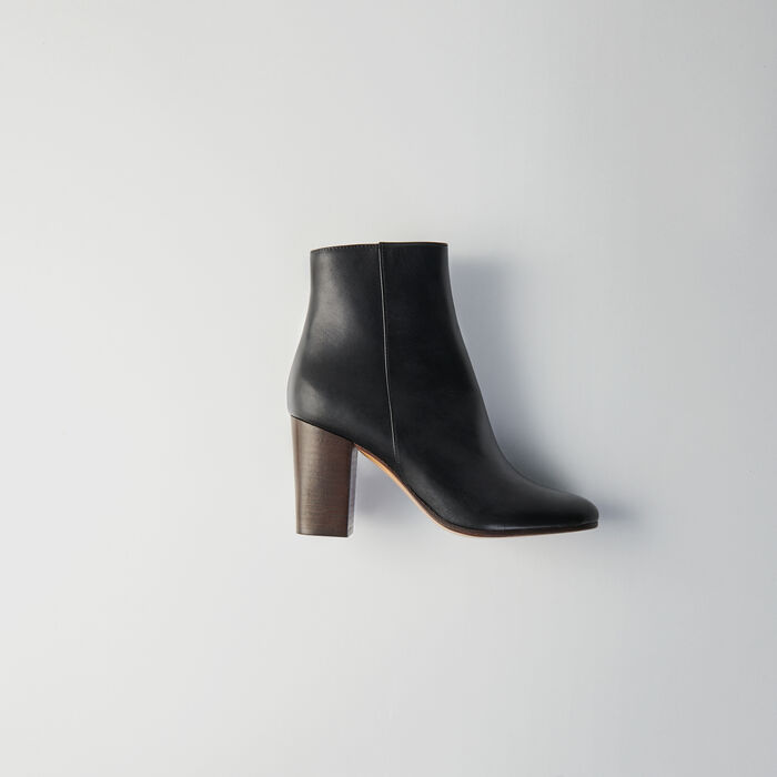 Maje Heeled Smooth Leather Booties