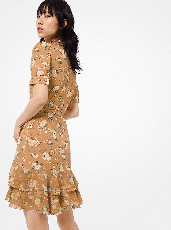 Michael Kors Collection Floral Silk-Georgette Mini Shirtdress back view