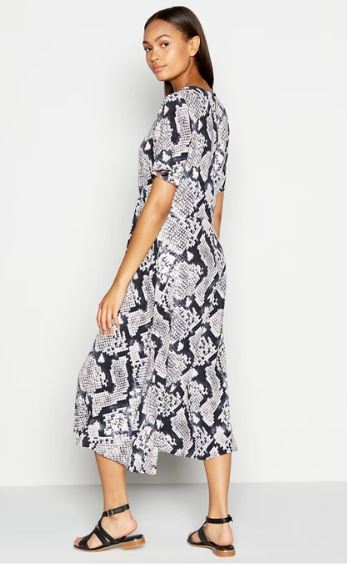 Principles Pale Pink Snake Print Midi Dress back view