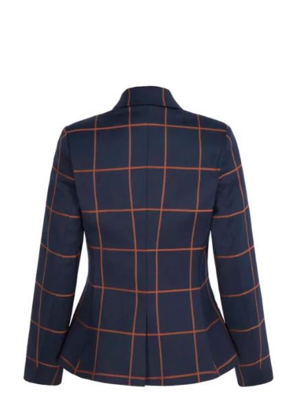 The Fold Astwood Jacket Toffee and Navy Check Wool back view