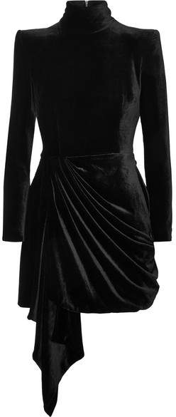 Alex Perry Parker Draped Velvet Mini dress