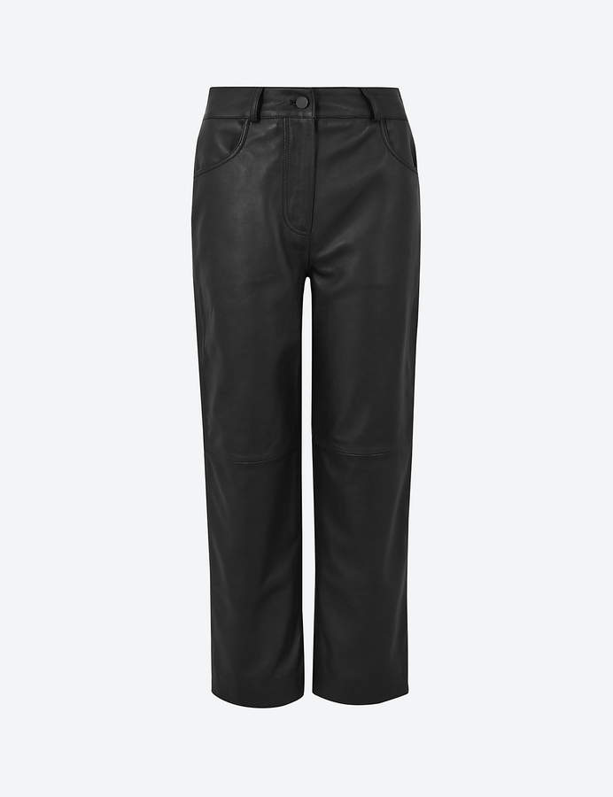 Autograph Marks and Spencer Leather Cropped Straight Trousers