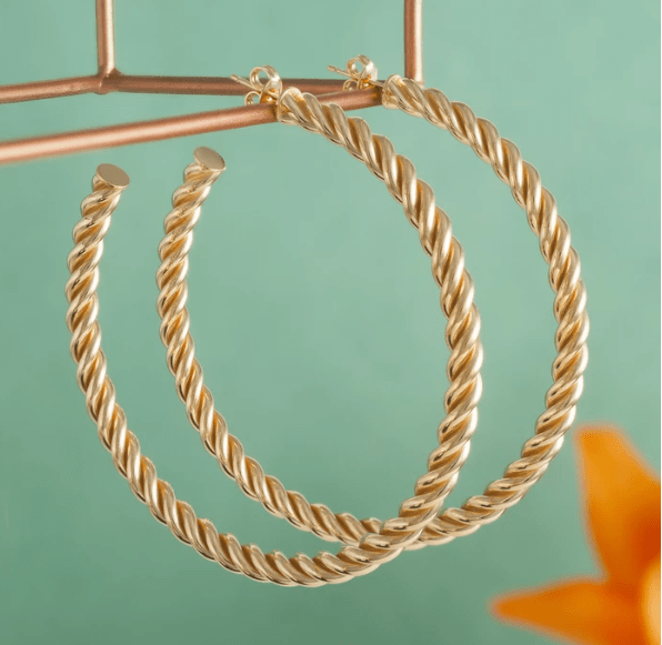 Loel and co Large Gold Spral Hoop Earrings