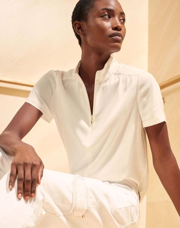 Me + Em Zip Up Silk top