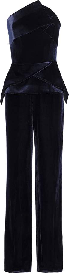 Roland Mouret Carradine Strapless Velvet Jumpsuit