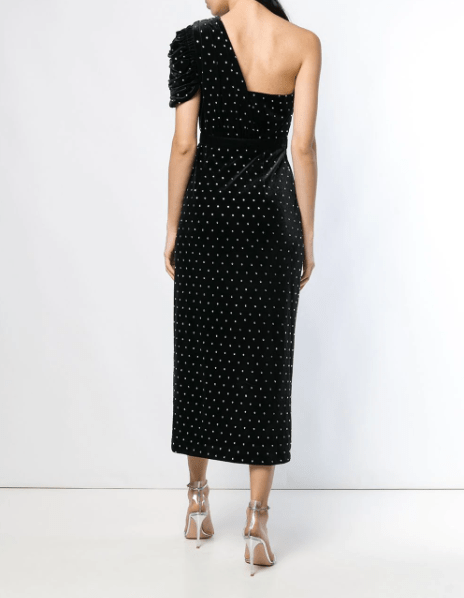 Self Portrait crystal studded velvet dress back view