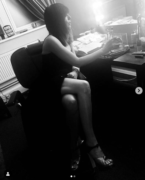 Claudia Winkleman black spaghetti strap dress Strictly October 2019