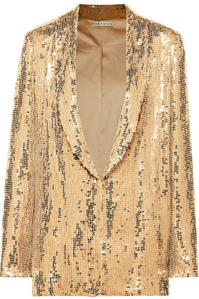Alice + Olivia Jace Sequined Tulle Blazer