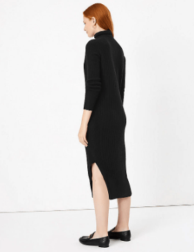 Autograph Pure Cashmere Ribbed Knitted Dress back view
