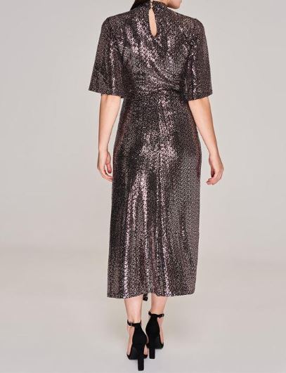 Biba High Neck Sequin Dress back view