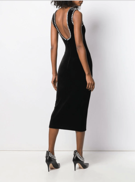Christopher Kane Crystal bodycon velvet dress back view