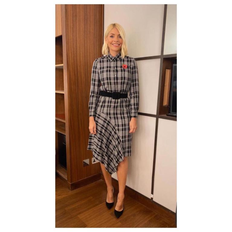 Holly Willoughby asymmetric check dress This Morning outfit today 11 November 2019 Photo Holly Willoughby