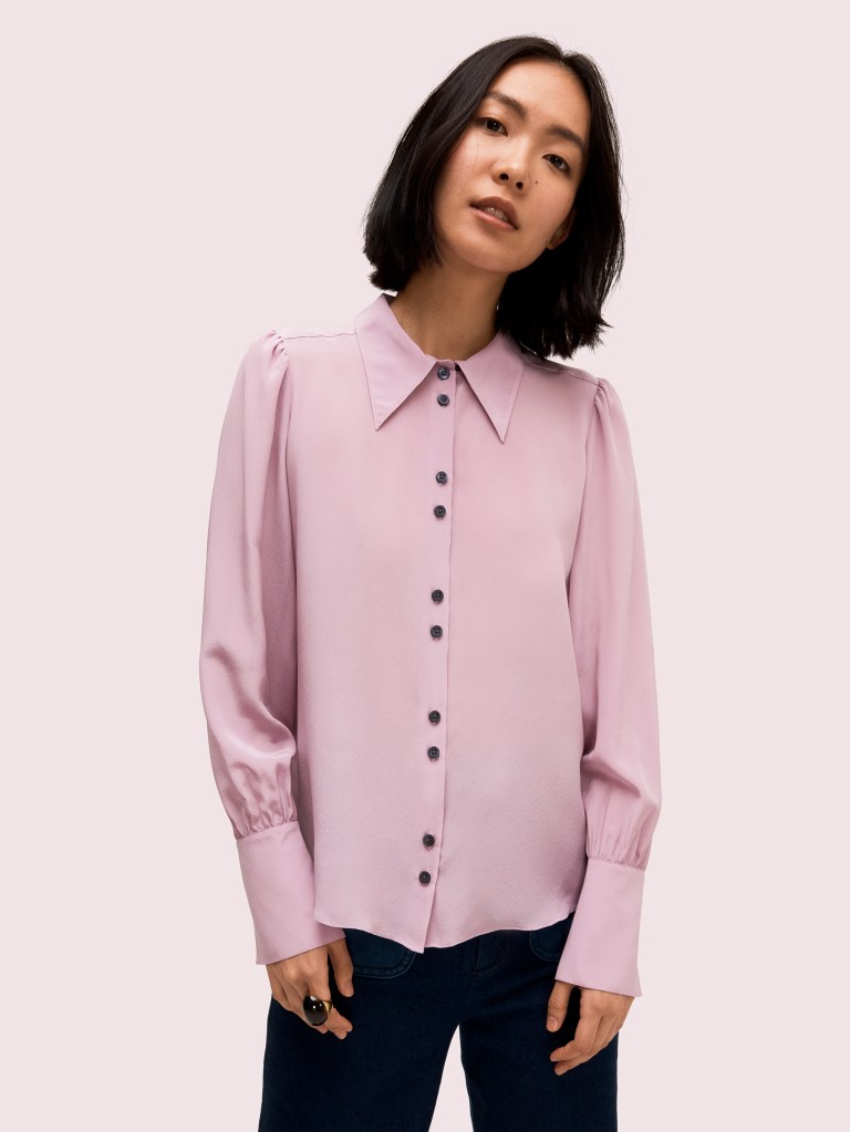 Kate Spade Silk Point Collar Blouse