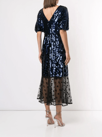 Markus Lupfer Sequin Mesh Panel Dress back view