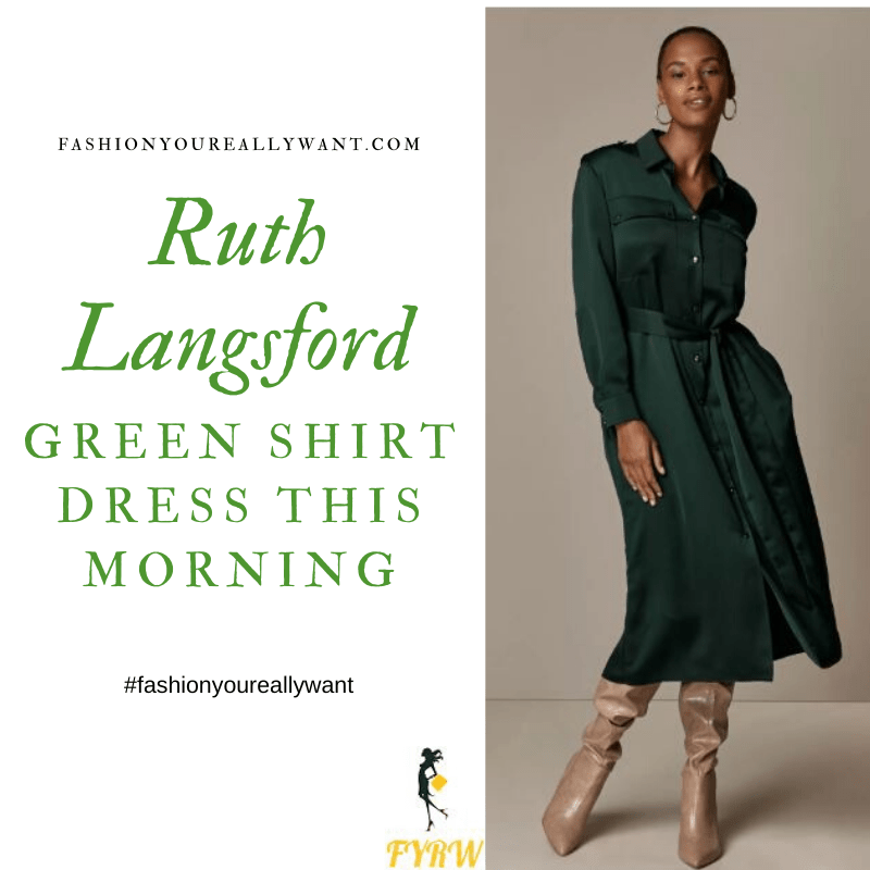 Ruth Langsford Wore this green utility shirt dress on  This Morning today outfit blog November 2019
