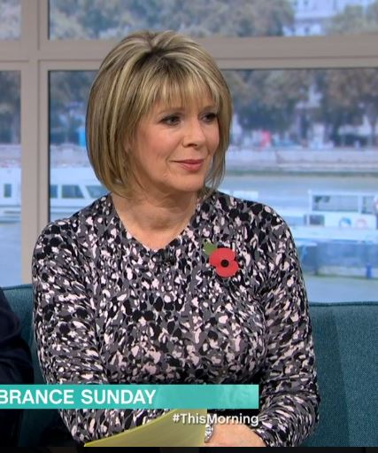 Ruth Langsford grey animal print jumper this morning November 2019 photo ITV com