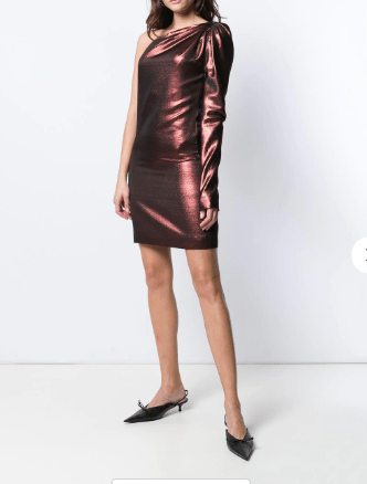 Victoria Beckham metallic one-shoulder dress
