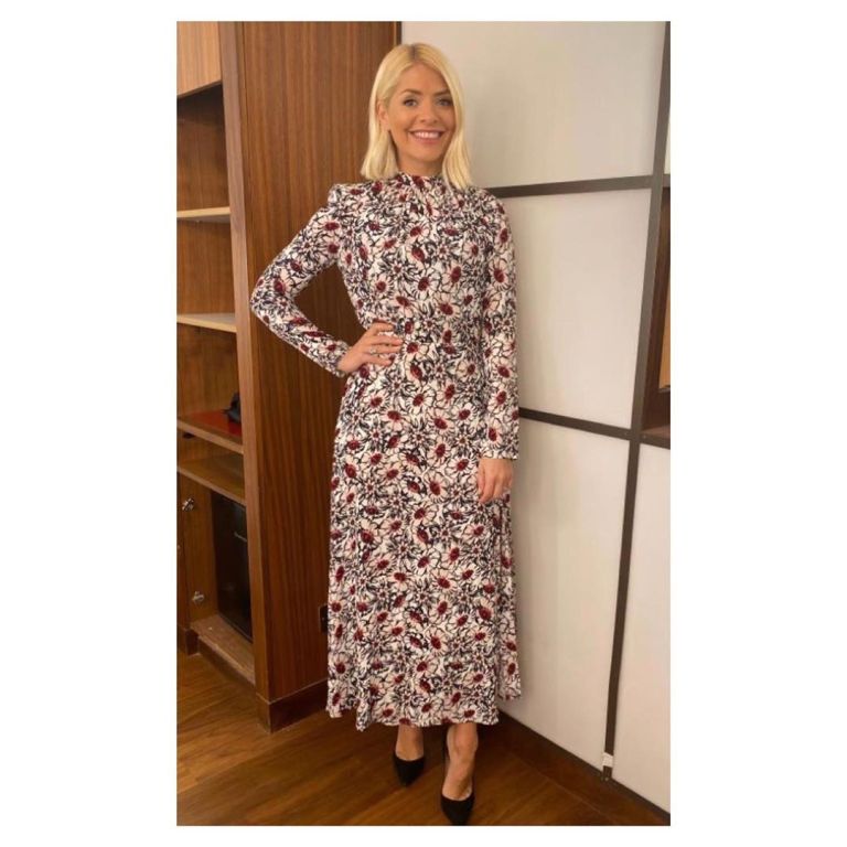 Where to get Holly Willoughby multi colour floral dress This Morning outfit today 14 November 2019 Photo Holly Willoughby