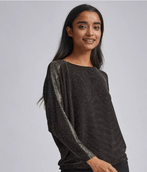 Dorothy Perkins Petite Sequin Trim Batwing Top