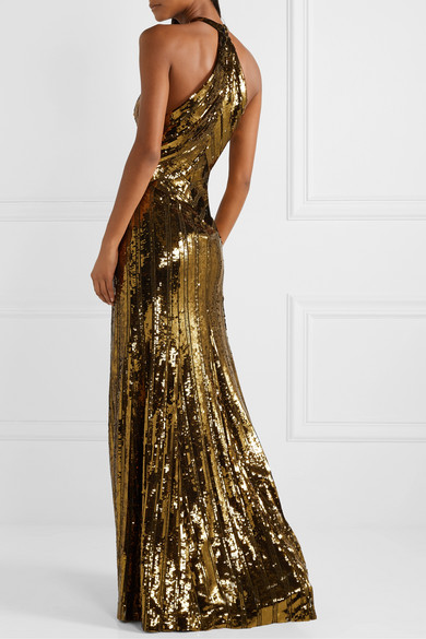 Galvan - Cutout Sequined Tulle Gown back view